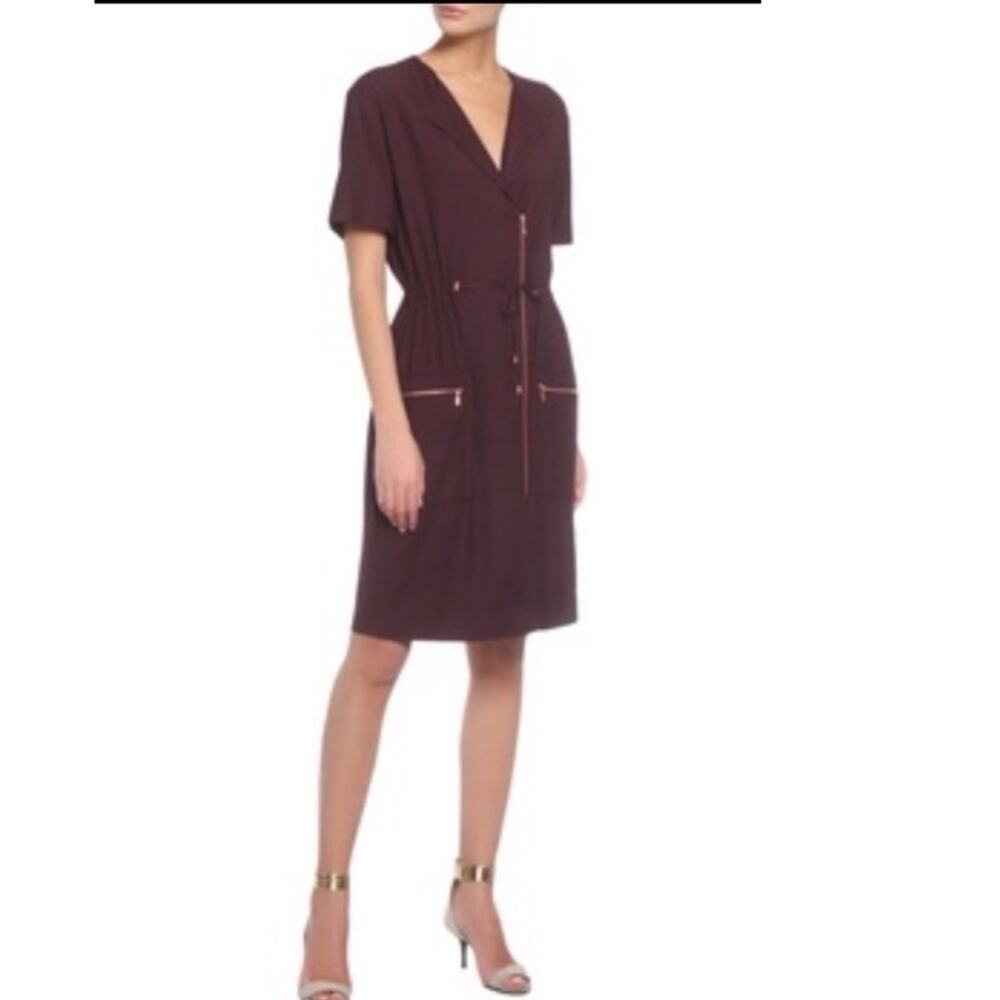 Escada Sport Burgundy Drawstring Waist Dress